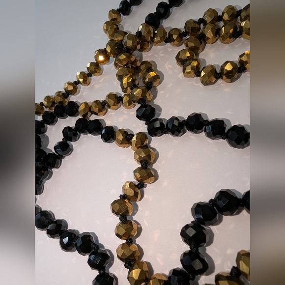 EVC BLACK & GOLD TONE CRYSTAL FLAPPER NECKLACE - Picture 2 of 3